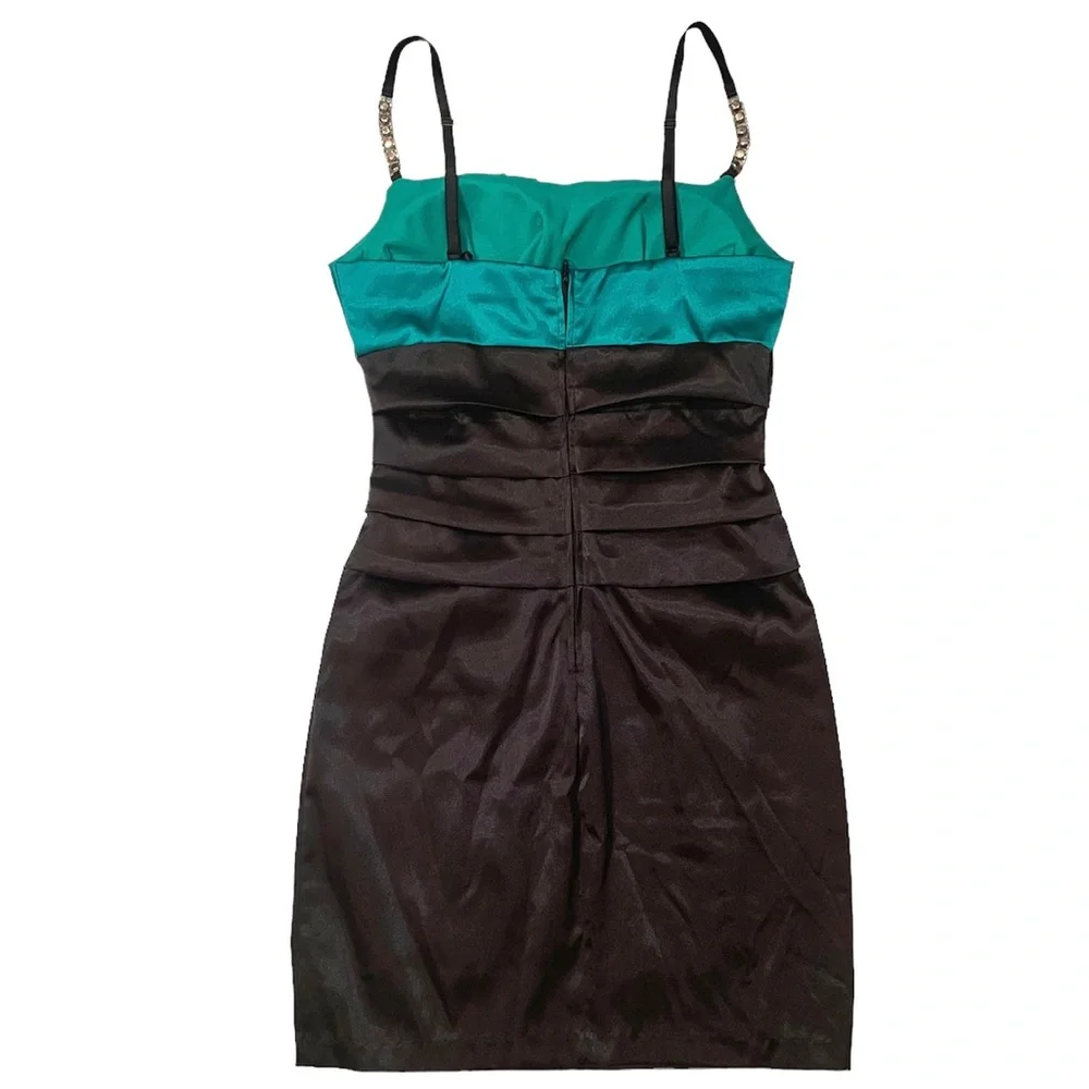 Color Block Satin Mini Dress - Picture 3 of 3